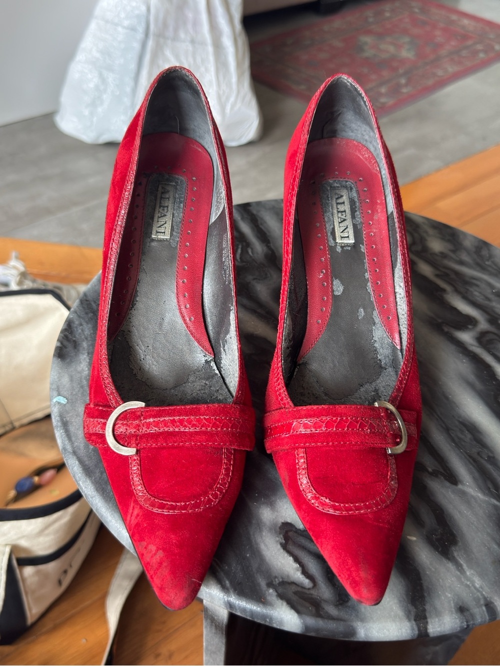 Alfani Women’s Red Suede Pointed-Toe Pumps
